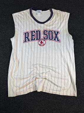 Vintage 2000 CSA Boston Red Sox MLB Pinstripe Sleeveless Muscle T-Shirt XL
